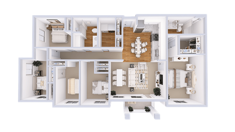 Floor plan for 5 beds, 2 baths, 1955 sqft